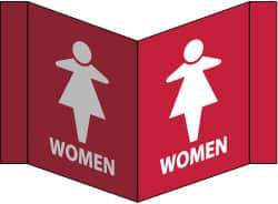 NMC - "Women", 8" Long x 14-1/2" Wide, Rigid Plastic Safety Sign - Rectangle, 0.125" Thick, Use for Restroom, Janitorial & Housekeeping - USA Tool & Supply