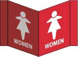 NMC - "Women", 8" Long x 14-1/2" Wide, Rigid Plastic Safety Sign - Rectangle, 0.125" Thick, Use for Restroom, Janitorial & Housekeeping - USA Tool & Supply