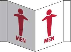 NMC - "Men", 5-3/4" Long x 8-3/4" Wide, Rigid Plastic Safety Sign - Rectangle, 0.125" Thick, Use for Restroom, Janitorial & Housekeeping - USA Tool & Supply