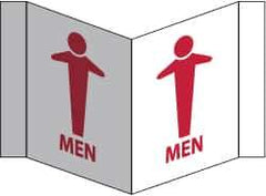 NMC - "Men", 5-3/4" Long x 8-3/4" Wide, Rigid Plastic Safety Sign - Rectangle, 0.125" Thick, Use for Restroom, Janitorial & Housekeeping - USA Tool & Supply