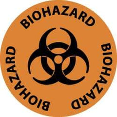 NMC - Biohazard, Anti-Skid Pressure-Sensitive Vinyl Floor Sign - Round, Black on Orange, Adhesive Backed, For Hazardous Materials - USA Tool & Supply