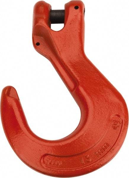 CM - 1/2 Inch Chain Diameter, Grade 100 Clevis Hook - 15,000 Lbs. Load Capacity, 0.58 Inch Inside Diameter, 0.63 Inch Pin Diameter, 1.38 Inch Hook Throat, 8.03 Inch Overall Length, 5.48 Inch Hook Width - USA Tool & Supply