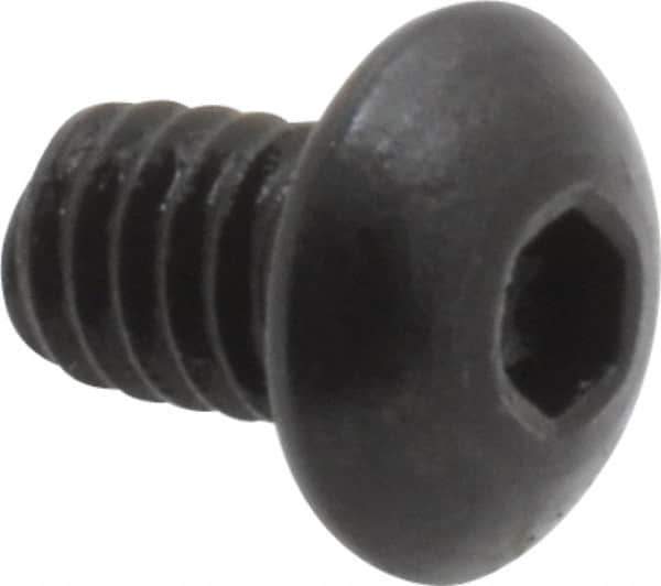 Holo-Krome - #8-32 UNC Hex Socket Drive, Button Screw - Alloy Steel, Black Oxide Finish, Fully Threaded, 1/4" Length Under Head - USA Tool & Supply