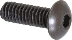 Holo-Krome - #8-32 UNC Hex Socket Drive, Button Screw - Alloy Steel, Black Oxide Finish, Fully Threaded, 1/2" Length Under Head - USA Tool & Supply