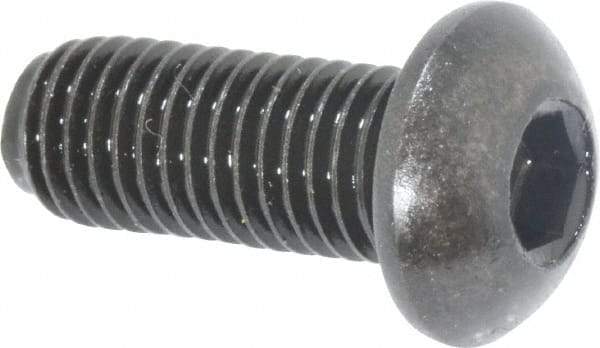 Holo-Krome - 1/4-28 UNF Hex Socket Drive, Button Screw - Alloy Steel, Black Oxide Finish, Fully Threaded, 5/8" Length Under Head - USA Tool & Supply