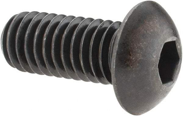 Holo-Krome - 3/8-16 UNC Hex Socket Drive, Button Screw - Alloy Steel, Black Oxide Finish, Fully Threaded, 7/8" Length Under Head - USA Tool & Supply