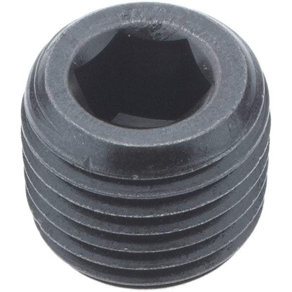 Holo-Krome - 1/4-18, 7/16" OAL, Alloy Steel Socket Pressure Plug - 3/4" Taper per Foot, 1/4" Hex Key - USA Tool & Supply