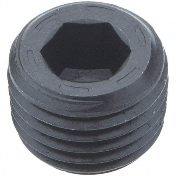 Holo-Krome - 1/4-18, 13/32" OAL, Alloy Steel Socket Pressure Plug - 7/8" Taper per Foot, 1/4" Hex Key - USA Tool & Supply