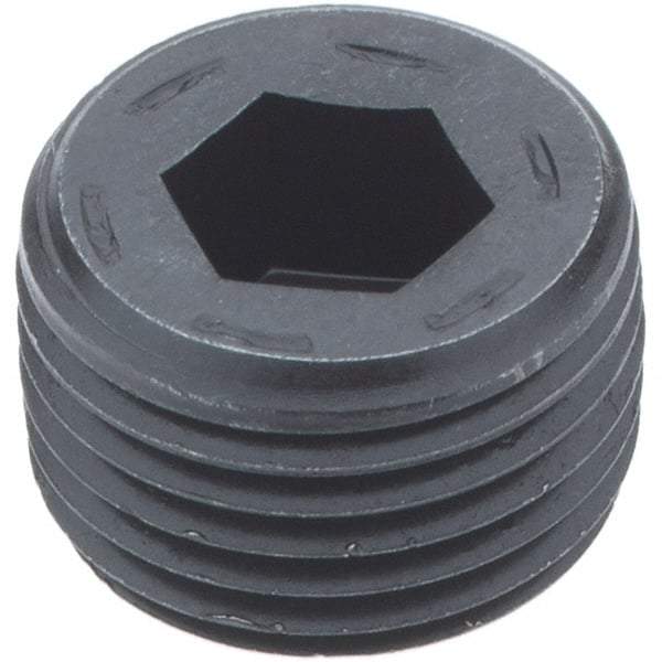 Holo-Krome - 1/2-14, 17/32" OAL, Alloy Steel Socket Pressure Plug - 7/8" Taper per Foot, 3/8" Hex Key - USA Tool & Supply