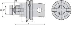 Kennametal - KM63XMZ Modular Connection 27mm Pilot Diam Shell Mill Holder - 32mm Flange to Nose End Projection, 63mm Nose Diam - Exact Industrial Supply