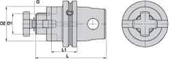 Kennametal - KM63XMZ Modular Connection 22mm Pilot Diam Shell Mill Holder - 110mm Flange to Nose End Projection, 50mm Nose Diam - Exact Industrial Supply