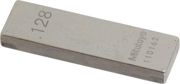 Mitutoyo - 0.128" Rectangular Steel Gage Block - Accuracy Grade 0, Includes Certificate of Inspection - USA Tool & Supply