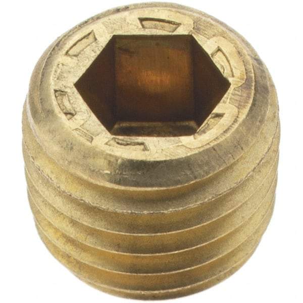 Holo-Krome - 1/16-27, 1/4" OAL, Brass Socket Pressure Plug - 7/8" Taper per Foot, 5/32" Hex Key - USA Tool & Supply