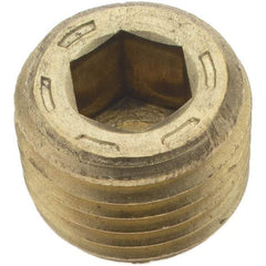 Holo-Krome - 1/4-18, 13/32" OAL, Brass Socket Pressure Plug - 7/8" Taper per Foot, 1/4" Hex Key - USA Tool & Supply