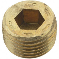 Holo-Krome - 3/8-18, 13/32" OAL, Brass Socket Pressure Plug - 7/8" Taper per Foot, 5/16" Hex Key - USA Tool & Supply