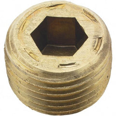 Holo-Krome - 1/2-14, 17/32" OAL, Brass Socket Pressure Plug - 7/8" Taper per Foot, 3/8" Hex Key - USA Tool & Supply