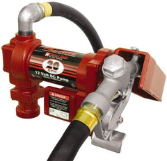 Tuthill - 20 GPM, 1" Hose Diam, DC High Flow Tank Pump with Manual Nozzle - 1" Inlet, 1" Outlet, 12 Volts, 12' Hose Length, 1/4 hp - USA Tool & Supply