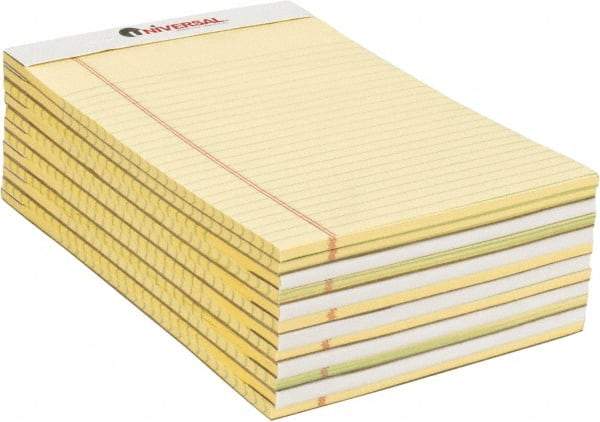 UNIVERSAL - 50 Sheet, 5 x 8", Perforated Style Ruled Pads - Canary - USA Tool & Supply