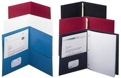UNIVERSAL - 11" Long x 8-1/2" Wide Leatherette Two-Pocket Portfolios - White - USA Tool & Supply