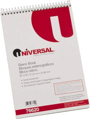 UNIVERSAL - 60 Sheet, 6 x 9", Steno Book - Green - USA Tool & Supply