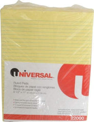 UNIVERSAL - 50 Sheet, 8-1/2 x 11", Glue Top Ruled Writing Pad - Canary - USA Tool & Supply