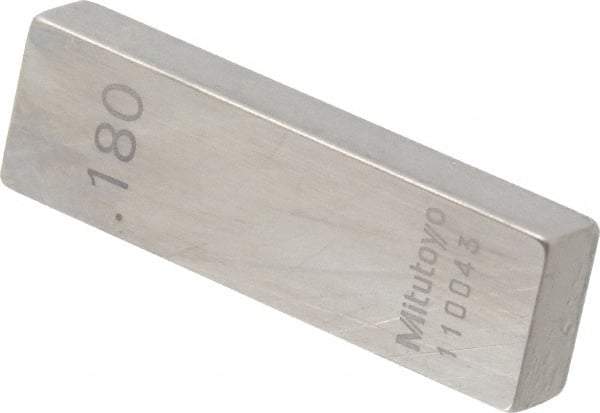 Mitutoyo - 0.18" Rectangular Steel Gage Block - Accuracy Grade 0, Includes Certificate of Inspection - USA Tool & Supply