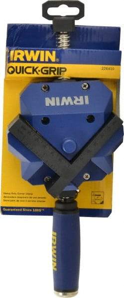 Irwin - Fixed Angle, 2 Axes, 2-3/8" Jaw Height, 3" Max Capacity, Angle & Corner Clamp - 90° Clamping Angle, 3" Throat Depth - USA Tool & Supply