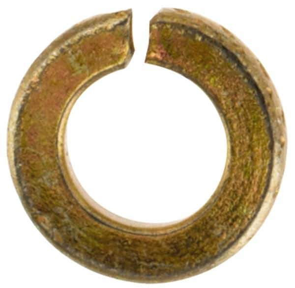 Value Collection - #2, 0.088" ID, 0.02" Thick Split Lock Washer - Grade 2 Spring Steel, Zinc Yellow Dichromate Finish, 0.088" Min ID, 0.094" Max ID, 0.172" Max OD - USA Tool & Supply