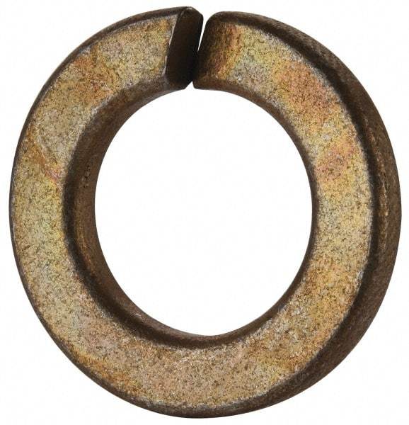 Value Collection - 9/16", 0.564" ID, 0.141" Thick Split Lock Washer - Grade 2 Spring Steel, Zinc Yellow Dichromate Finish, 0.564" Min ID, 0.574" Max ID, 0.965" Max OD - USA Tool & Supply