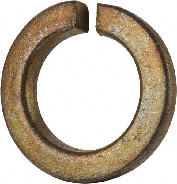 Value Collection - 1-3/8", 1.379" ID, 0.344" Thick Split Lock Washer - Grade 8 Spring Steel, Zinc Yellow Dichromate Finish, 1.379" Min ID, 1.408" Max ID, 2.219" Max OD - USA Tool & Supply