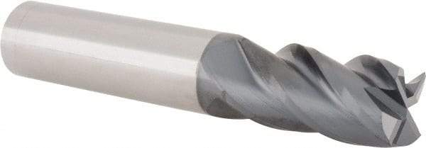 SGS - 5/8", 1-1/4" LOC, 5/8" Shank Diam, 3-1/2" OAL, 4 Flute, Solid Carbide Square End Mill - Single End, AlTiN Finish, Spiral Flute, Variable° Helix, Centercutting, Right Hand Cut, Right Hand Flute, Series Z1 - USA Tool & Supply