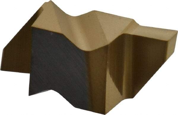 Tool-Flo - 2062FLGP Grade GP3, 1.57mm Cutting Width Carbide Grooving Insert - 2.79mm Max Depth of Cut, Right Hand, 0.005 to 0.01" Corner Radius, TiN Finish - USA Tool & Supply