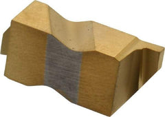Tool-Flo - 3047FLGP Grade GP50, 3/64" Cutting Width Carbide Grooving Insert - 1.9mm Max Depth of Cut, Right Hand, 0.005 to 0.01" Corner Radius, TiN Finish - USA Tool & Supply