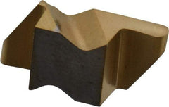Tool-Flo - 2031FLR Grade GP50, 1.57mm Cutting Width Carbide Grooving Insert - 2.79mm Max Depth of Cut, Right Hand, 3/64" Corner Radius, TiN Finish - USA Tool & Supply