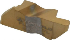 Tool-Flo - 3047FLR Grade GP50, 2.39mm Cutting Width Carbide Grooving Insert - 4.57mm Max Depth of Cut, Left Hand, 3/64" Corner Radius, TiN Finish - USA Tool & Supply