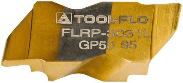 Tool-Flo - 3031FLRP Grade GP50, 1.57mm Cutting Width Carbide Grooving Insert - 1/8" Max Depth of Cut, Left Hand, 0.031" Corner Radius, TiN Finish - USA Tool & Supply