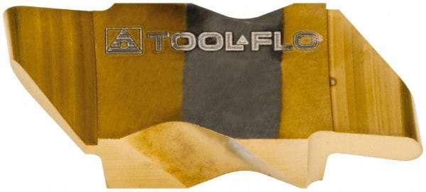 Tool-Flo - 3047FLRP Grade GP3, 2.39mm Cutting Width Carbide Grooving Insert - 4.57mm Max Depth of Cut, Right Hand, 0.047" Corner Radius, TiN Finish - USA Tool & Supply