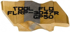 Tool-Flo - 3047FLRP Grade GP50, 2.39mm Cutting Width Carbide Grooving Insert - 4.57mm Max Depth of Cut, Right Hand, 0.047" Corner Radius, TiN Finish - USA Tool & Supply