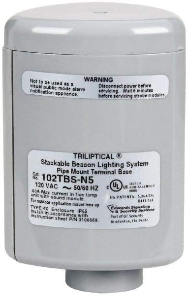 Edwards Signaling - Flashing and Steady, Stackable Tower Light Base Unit - 120 VAC, 0.60 Amp, IP54, IP65 Ingress Rating, 3R, 4X NEMA Rated, Pipe Mount - USA Tool & Supply