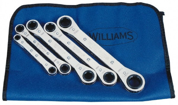 Williams - 5 Pc, 7 - 17mm, 6, 12-Point Metric Ratcheting Box Wrench Set - Exact Industrial Supply