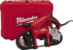 Milwaukee Tool - 120 Volt, Electric Handheld Bandsaw - 8 Ft. Cord Length, 3-1/4 Inch (Round) and 3-1/4 x 3-1/4 Inch (Rectangular) Depth of Cut, 200 and 360 SFPM, 7 Amp - USA Tool & Supply