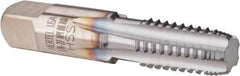 Hertel - 1/8-27 NPT, 5 Flutes, TiCN Coated, High Speed Steel, Interrupted Thread Pipe Tap - 7/16 Inch Shank Diameter, 7/16 Inch Shank Diameter, 3/4 Inch Thread Length, 0.32 Inch Square Size, Regular Hook - Exact Industrial Supply