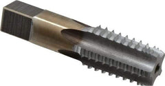 Hertel - 1/2-14 NPT, 5 Flutes, Chrome Plated, High Speed Steel, Interrupted Thread Pipe Tap - 11/16 Inch Shank Diameter, 11/16 Inch Shank Diameter, 1-3/8 Inch Thread Length, 0.51 Inch Square Size, Regular Hook - USA Tool & Supply