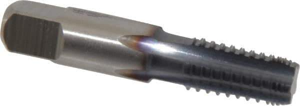 Hertel - 1/8-27 NPTF, 5 Flutes, TiCN Coated, High Speed Steel, Interrupted Thread Pipe Tap - 7/16 Inch Shank Diameter, 7/16 Inch Shank Diameter, 3/4 Inch Thread Length, 0.32 Inch Square Size, Regular Hook - USA Tool & Supply