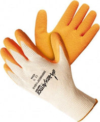 HexArmor - Size XL (10), ANSI Cut Lvl A9, Puncture Lvl 5, Natural Rubber Latex Coated Cotton/SuperFabric Cut Resistant Gloves - 11.02" Long, Palm & Knuckles Coated, SuperFabric Lining, Knit Wrist, White/Orange, Paired - USA Tool & Supply