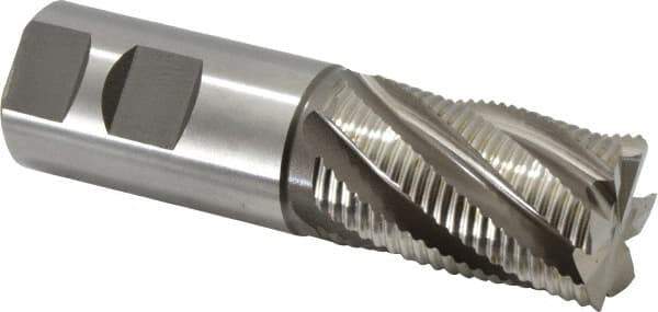 Accupro - 1-1/4" Diam, Fine Pitch, 2" LOC, 6 Flute Powdered Metal Corner Chamfer Roughing End Mill - Uncoated, 4-1/2" OAL, 1-1/4" Shank Diam, Single End, Centercutting, 30° Helix - USA Tool & Supply