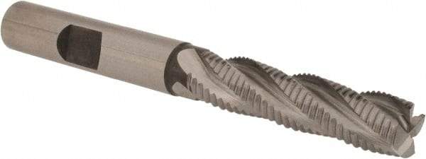 Accupro - 3/8" Diam, Fine Pitch, 1-1/2" LOC, 4 Flute Powdered Metal Corner Chamfer Roughing End Mill - Uncoated, 3-1/4" OAL, 3/8" Shank Diam, Single End, Centercutting, 30° Helix - USA Tool & Supply