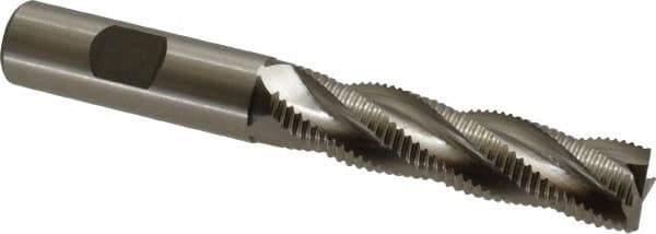 Accupro - 5/8" Diam, Fine Pitch, 2-1/2" LOC, 4 Flute Powdered Metal Corner Chamfer Roughing End Mill - Uncoated, 4-5/8" OAL, 5/8" Shank Diam, Single End, Centercutting, 30° Helix - USA Tool & Supply