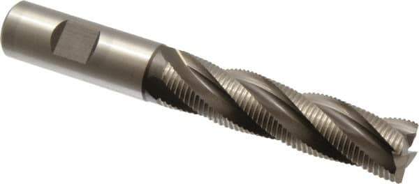 Accupro - 3/4" Diam, Fine Pitch, 3" LOC, 4 Flute Powdered Metal Corner Chamfer Roughing End Mill - Uncoated, 5-1/4" OAL, 3/4" Shank Diam, Single End, Centercutting, 30° Helix - USA Tool & Supply