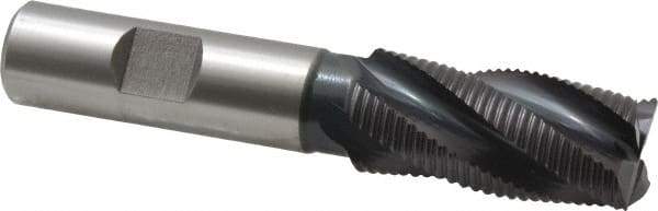 Accupro - 3/4" Diam, Fine Pitch, 1-5/8" LOC, 4 Flute Powdered Metal Corner Chamfer Roughing End Mill - TiAlN Finish, 3-3/4" OAL, 5/8" Shank Diam, Single End, Centercutting, 30° Helix - USA Tool & Supply